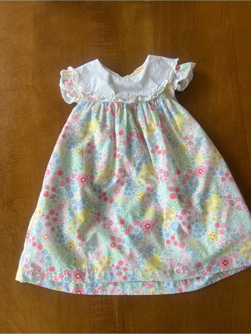 Beaufort Bonnet 4t Girls White Floral Ruffle Collar Dress